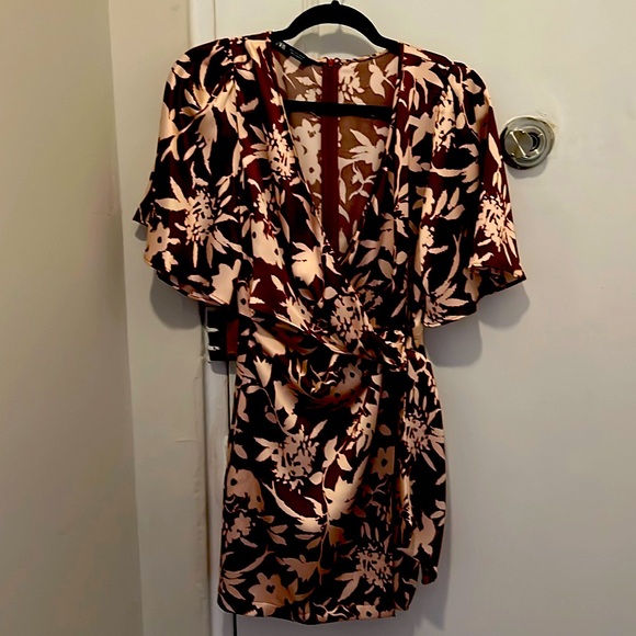 Zara Dresses & Skirts - Zara dress in satin brown and cream color size small